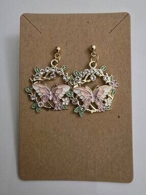 Hand Crafted Butterfly Blossom Wreath Earrings